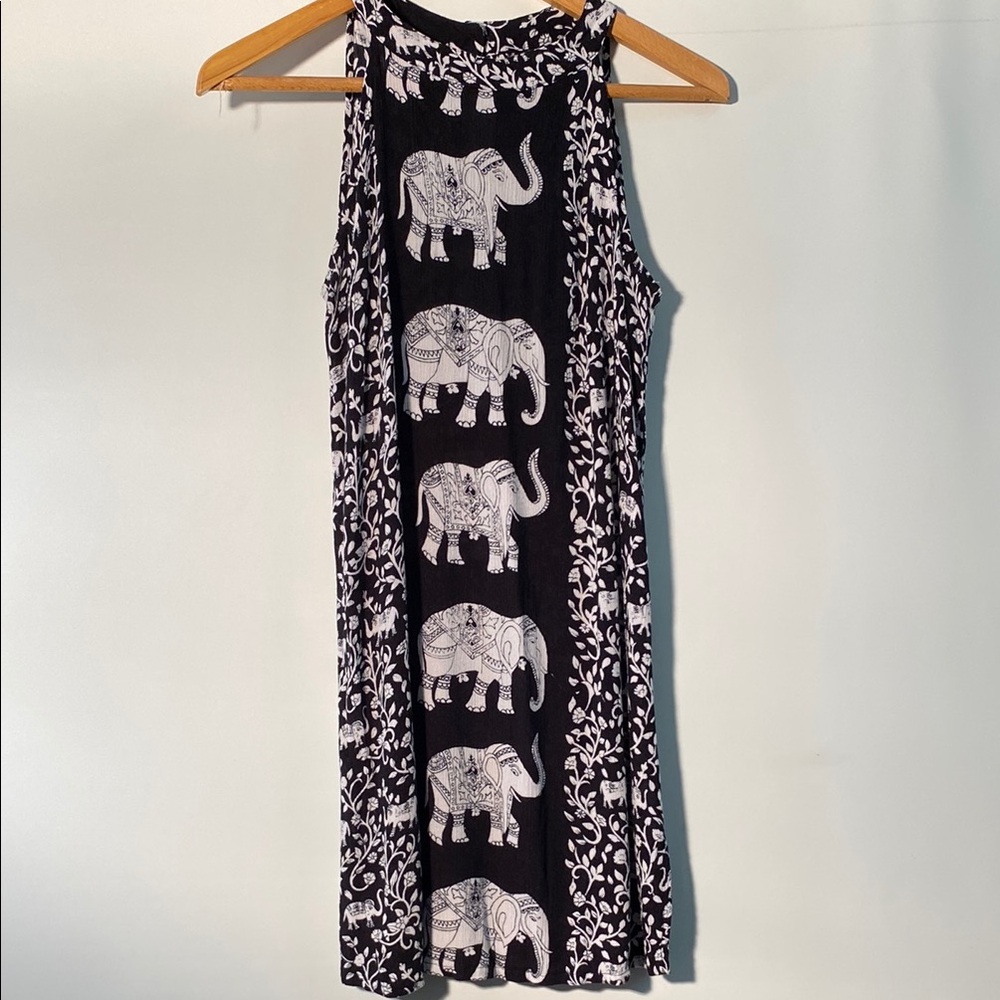 Elephant Print Black and White Mini Dress